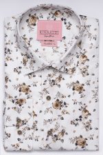 Cămașă albă cu print smart casual din bumbac