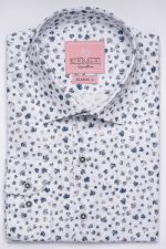 Cămașă albă cu print smart casual din bumbac