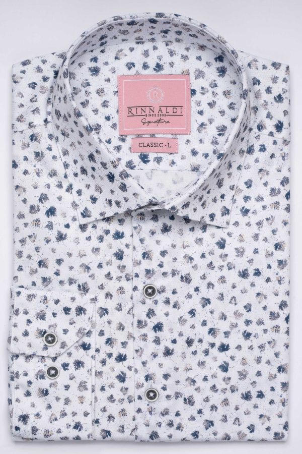 Cămașă albă cu print smart casual din bumbac