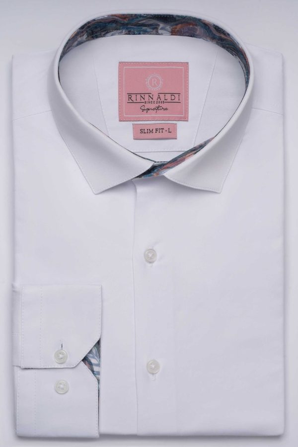 Cămașă albă slim fit din bumbac