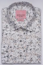 Cămașă albă cu print smart casual din bumbac