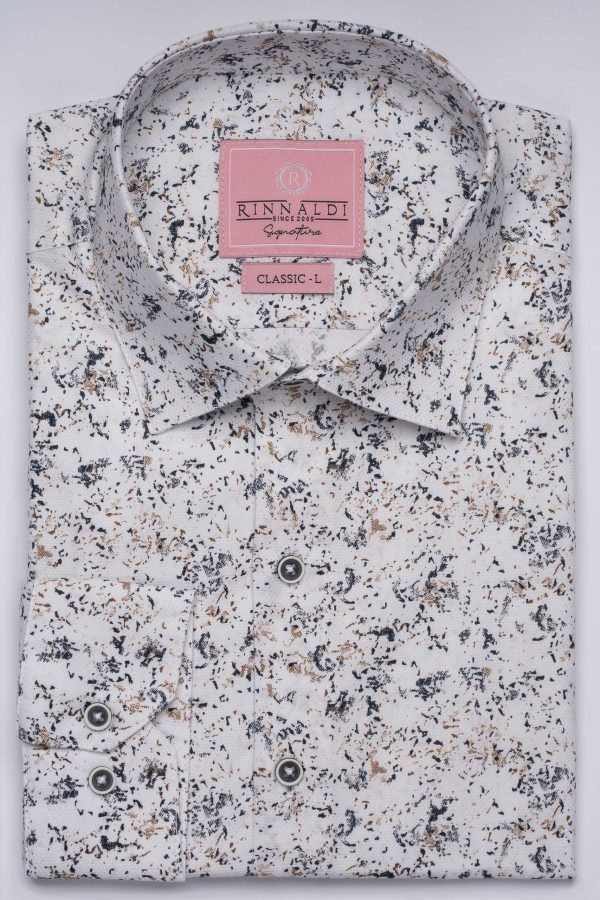 Cămașă albă cu print smart casual din bumbac