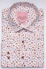Cămașă albă cu print smart casual din bumbac