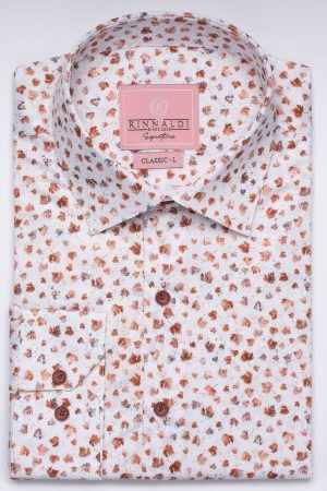 Cămașă albă cu print smart casual din bumbac