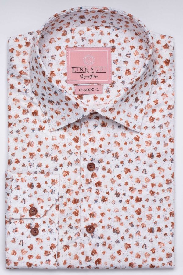 Cămașă albă cu print smart casual din bumbac