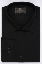 Cămașă negru elegantă din bumbac