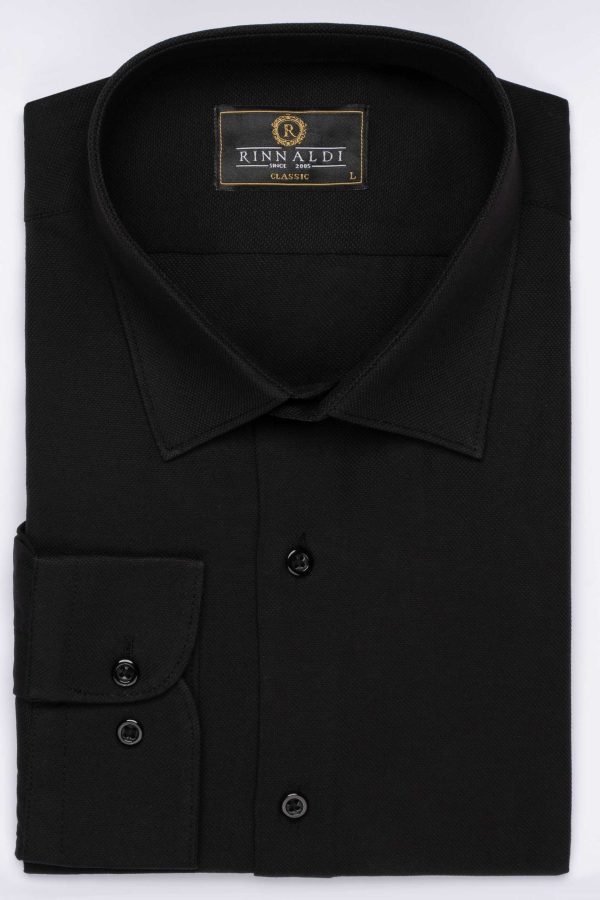 Cămașă negru elegantă din bumbac