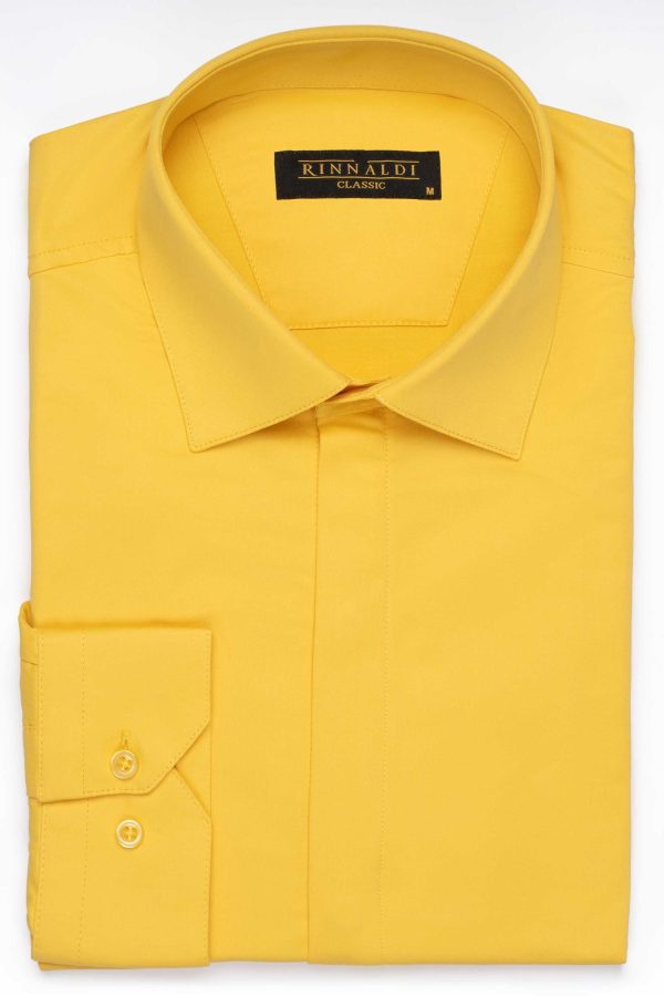 Cămașă galbenă clasic slim elegantă din bumbac