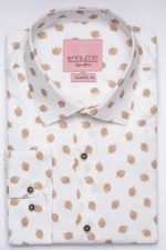 Cămașă albă cu print smart casual din bumbac