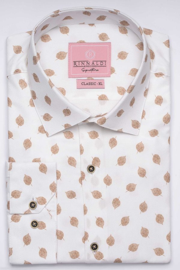 Cămașă albă cu print smart casual din bumbac