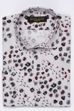 Cămașă bej cu print smart casual din bumbac