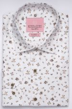 Cămașă albă cu print smart casual din bumbac
