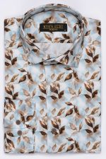 Cămașă bleu cu print smart casual  din bumbac