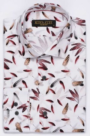 Cămașă albă cu print smart casual  din bumbac