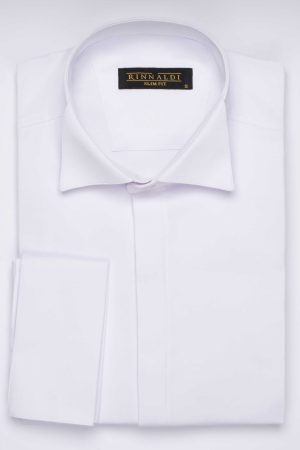 Camasa albă pentru ceremonie SlimFit din bumbac