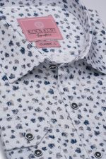 Cămașă albă cu print smart casual din bumbac