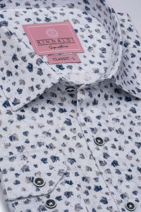 Cămașă albă cu print smart casual din bumbac