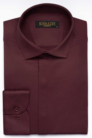 Camasa visiniu eleganta SlimFit din bumbac