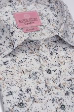 Cămașă albă cu print smart casual din bumbac