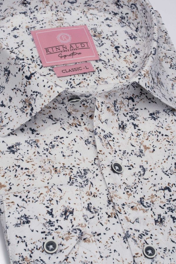 Cămașă albă cu print smart casual din bumbac