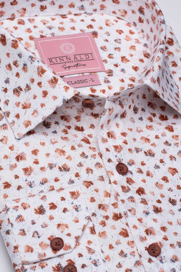 Cămașă albă cu print smart casual din bumbac