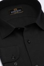 Cămașă negru elegantă din bumbac