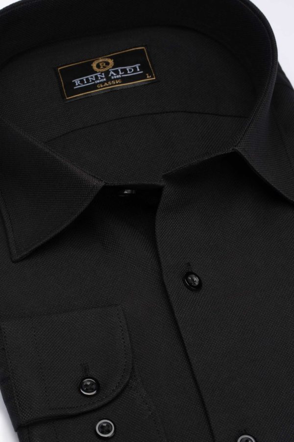 Cămașă negru elegantă din bumbac