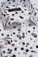 Cămașă clasică albă cu print digital din bumbac