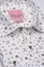 Cămașă albă cu print smart casual din bumbac