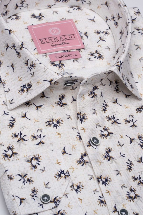 Cămașă albă cu print smart casual din bumbac