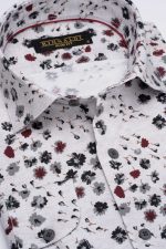 Cămașă bej cu print smart casual din bumbac