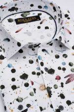 Cămașă  albă cu print smart casual  din bumbac