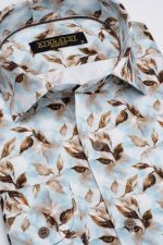 Cămașă bleu cu print smart casual  din bumbac