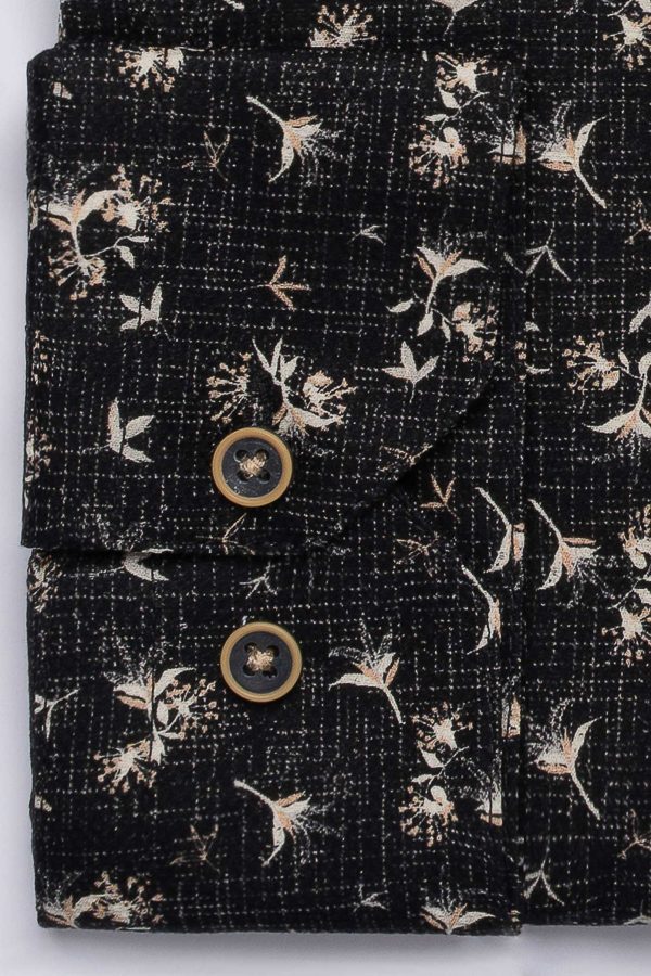 Cămașă neagră cu print smart casual din bumbac