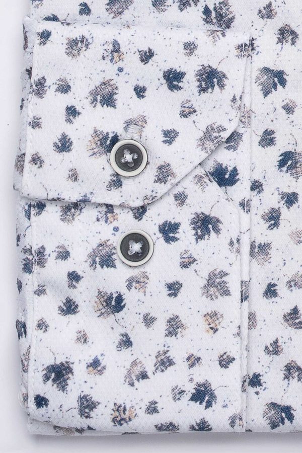 Cămașă albă cu print smart casual din bumbac