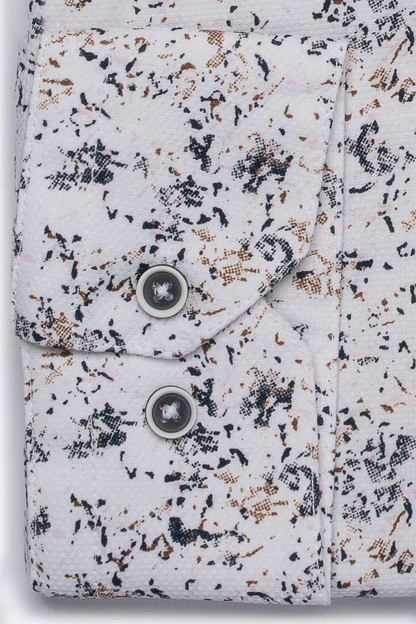 Cămașă albă cu print smart casual din bumbac