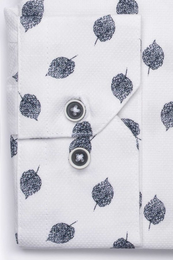 Cămașă albă cu print smart casual din bumbac