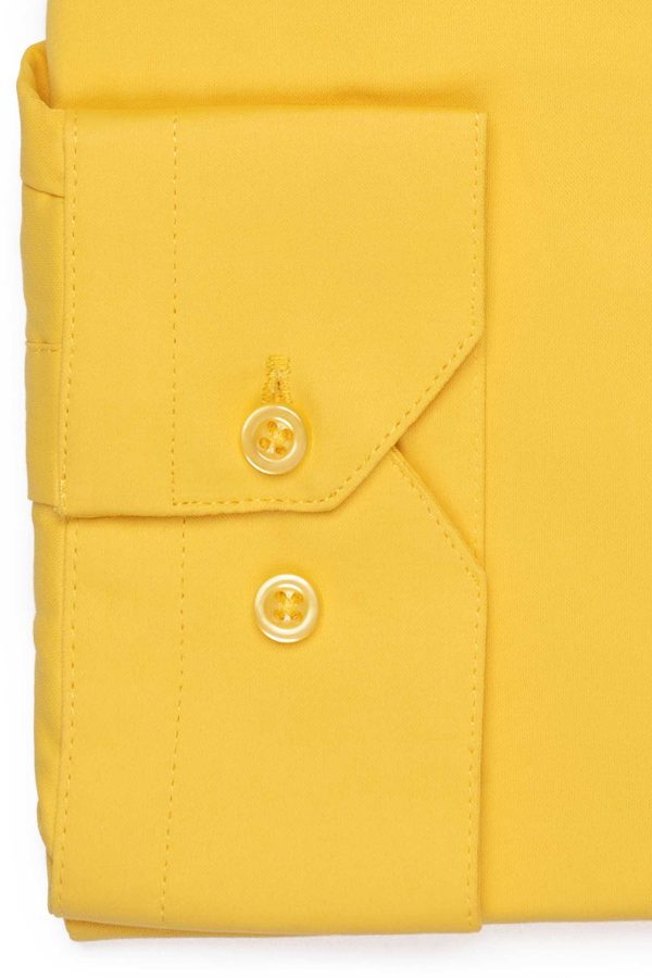 Cămașă galbenă clasic slim elegantă din bumbac