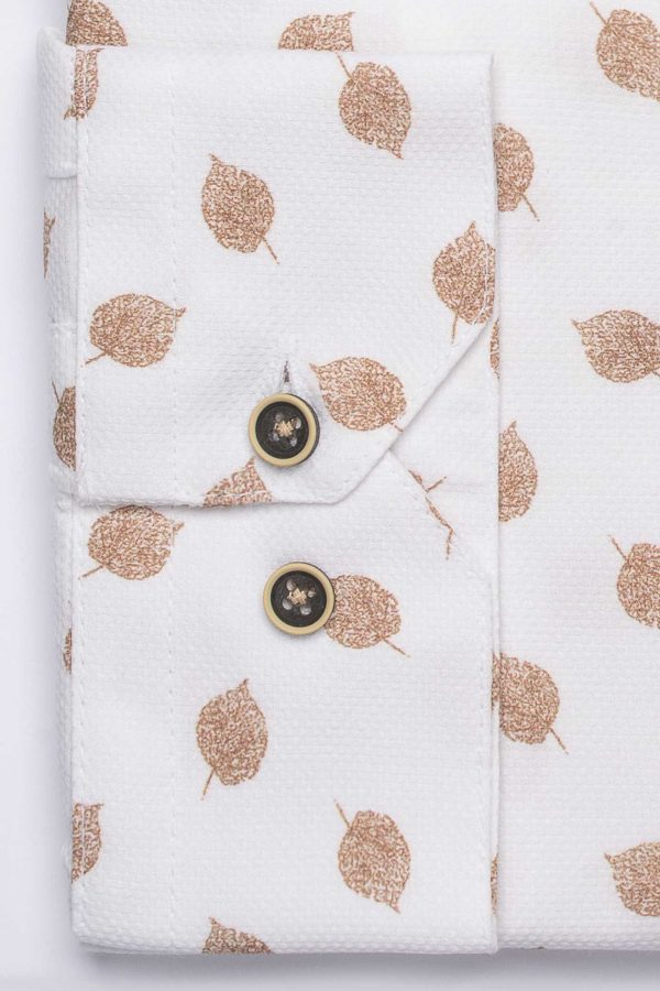 Cămașă albă cu print smart casual din bumbac