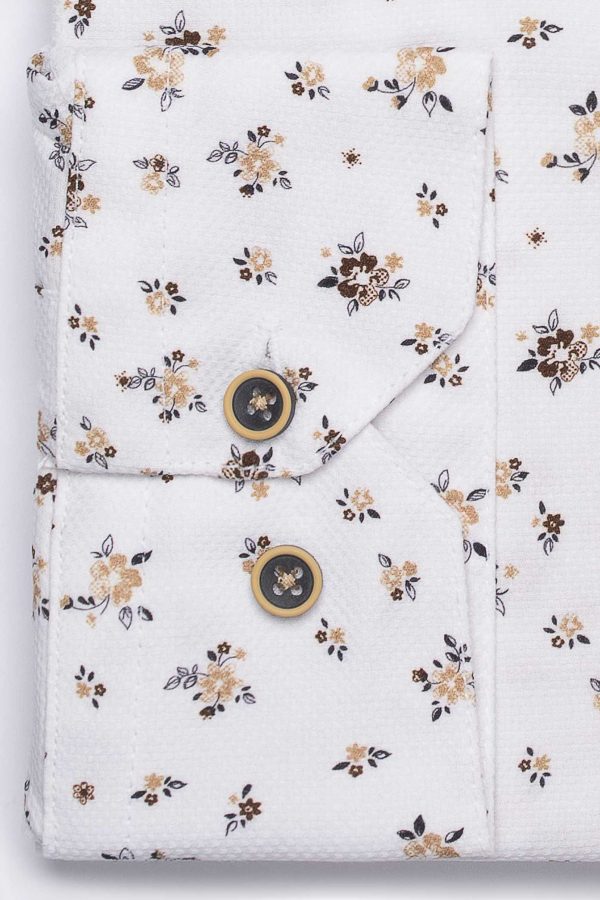 Cămașă albă cu print smart casual din bumbac