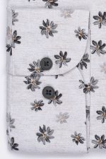 Cămașă clasică bej cu print digital din bumbac