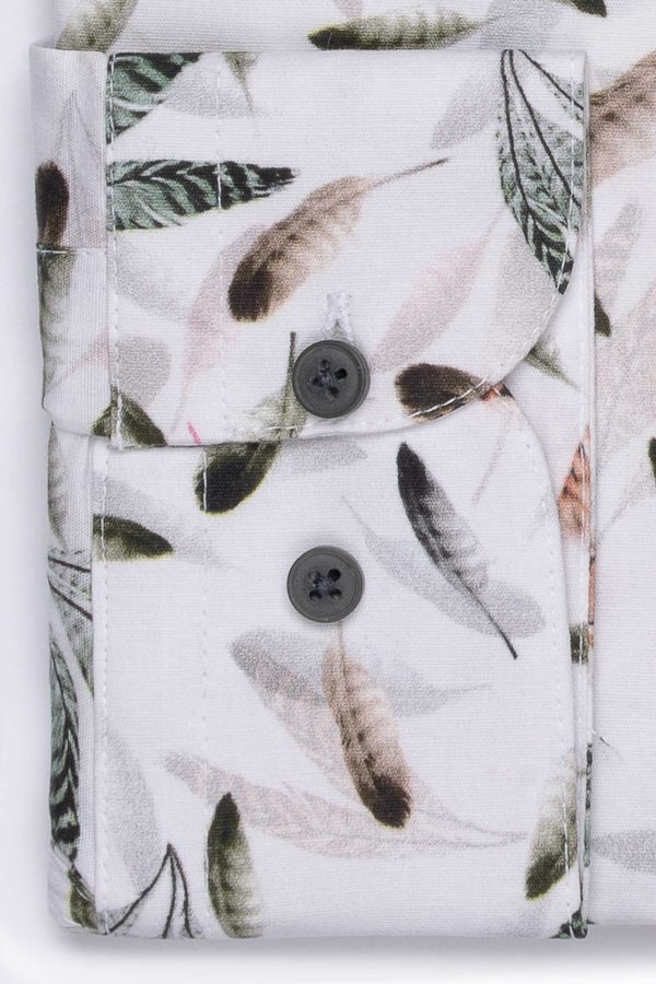 Cămașă clasică alb cu print digital din bumbac