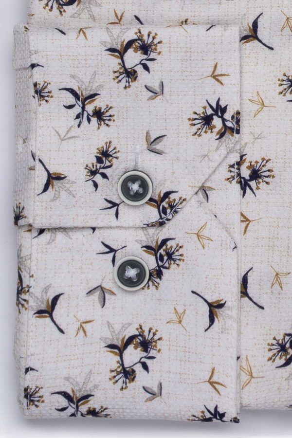 Cămașă albă cu print smart casual din bumbac