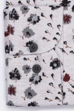 Cămașă bej cu print smart casual din bumbac