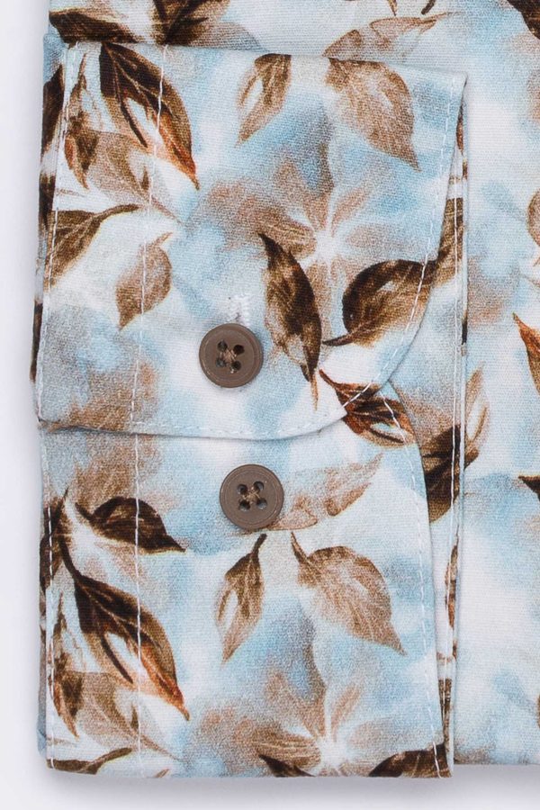 Cămașă bleu cu print smart casual  din bumbac