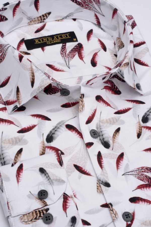 Cămașă albă cu print smart casual din bumbac