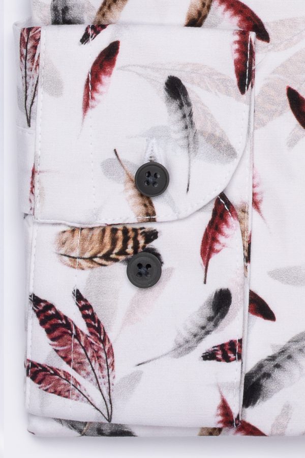 Cămașă albă cu print smart casual din bumbac