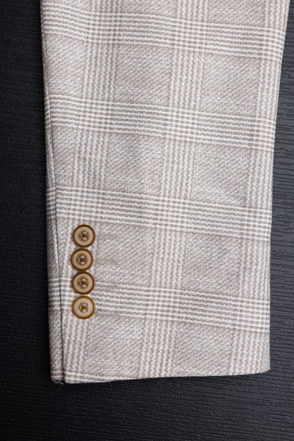 Sacou RSF2 gri deschis în carouri SlimFit