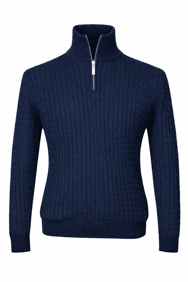 Pulover bleumarin casual cu fermoar