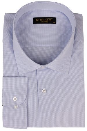 Cămașă bleu deschis casual cu carouri mici